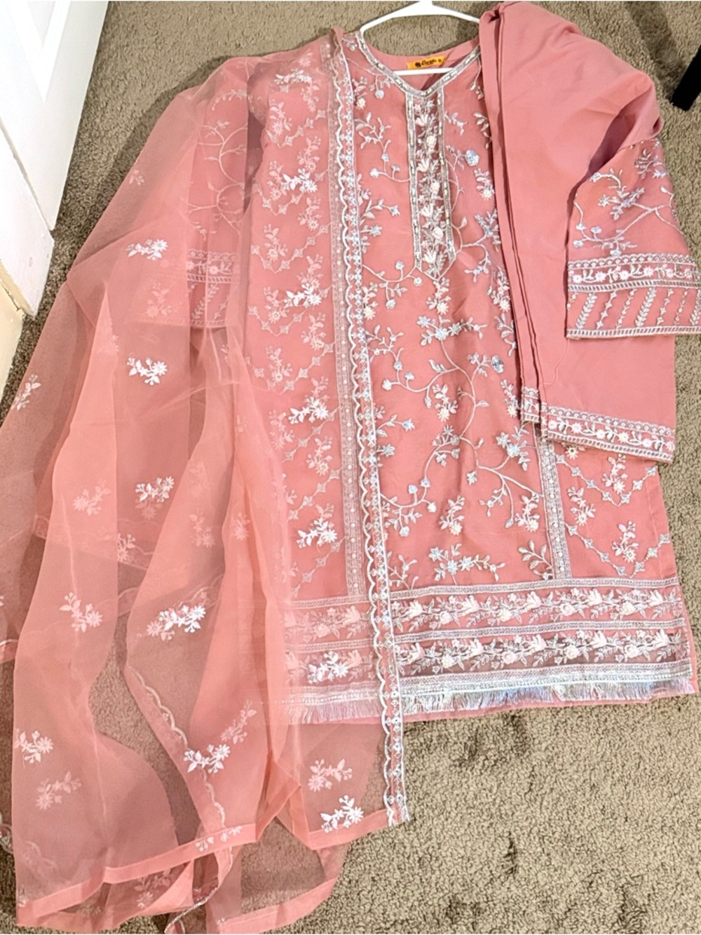 Embroidered Pink Salwar Kameez Set